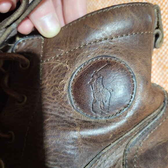 Polo By Ralph Lauren Ranger Men's Distressed Brown Leather Buckle Boots Size 7.5 - Picture 11 of 17